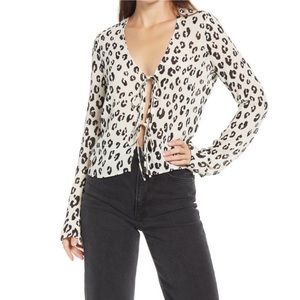 NWT Reformation Romance Leopard Print Tie Front Top
